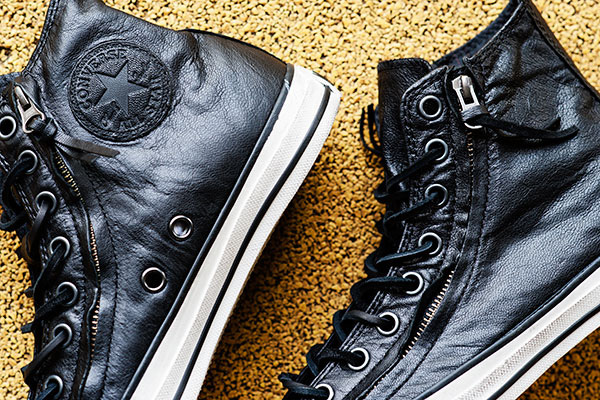 black leather converse with zipper