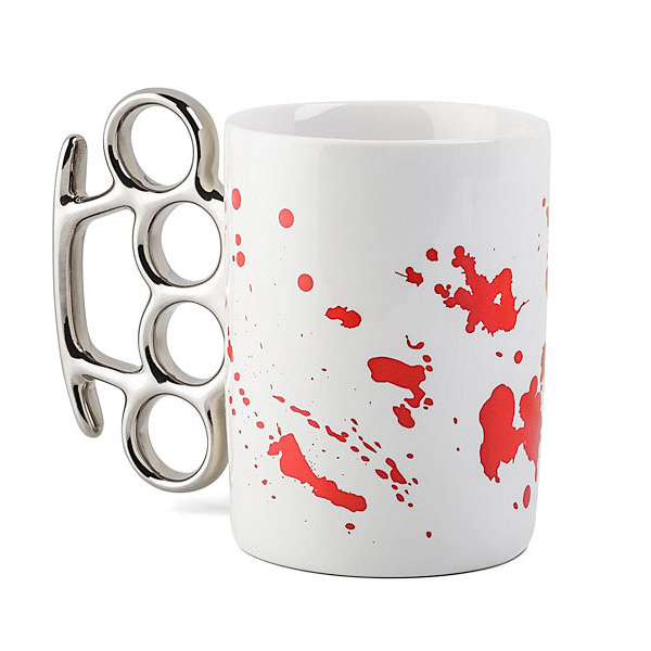 Brass Knuckle Coffee Mug: Wake the F*ck Up With a Blood Splattered